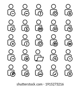 Establecer el icono de la línea de usuario. Trazo editable. Simple ilustración de concepto móvil y diseño web. vector de plantilla de diseño