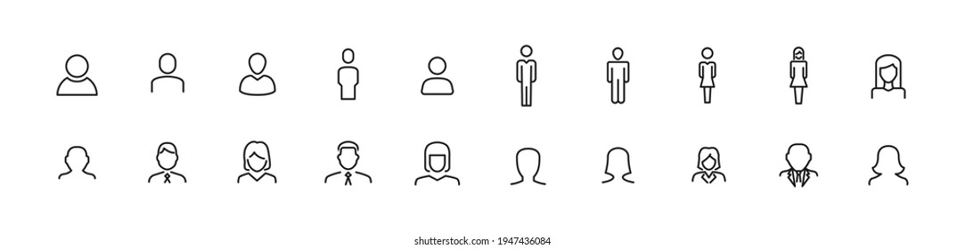 Set von Benutzerliniensymbols. Premium-Paket von Zeichen im trendigen Stil. Pixel perfekte Objekte für UI, Apps und Web. 