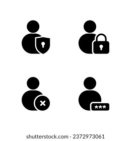 Set of user lock safety symbol icon vector