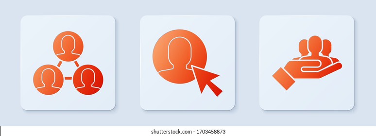 Set User of man in business suit, Project team base and Project team base. White square button. Vector