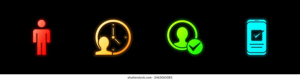 Set User of man, Time Management, Create account screen and Smartphone icon. Vector