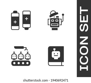 Ajuste manual de usuario, Batería, Producción industrial de robots e icono Robot. Vector