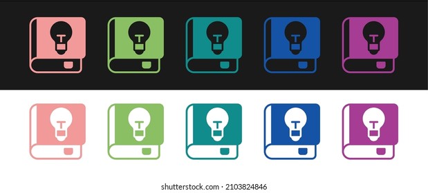 Set User manual icon isolated on black and white background. User guide book. Instruction sign. Read before use.  Vector