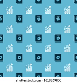 Set User manual and Target with coin symbol on seamless pattern. Vector