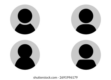 Set of User Profile Icons – Minimal Black and White Avatar Symbols