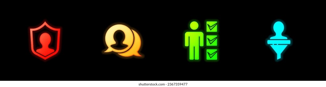Set User protection, Speech bubble chat, of man in business suit and Head hunting icon. Vector