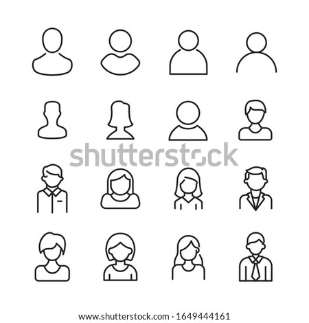 Set of user related vector line icons. Premium linear symbols pack. Vector illustration isolated on a white background. Web symbols for web sites and mobile app. Trendy design. 