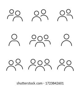 Set Of Users Related Vector Line Icons. Contains Icons: Business Male, Profile, User, Social, Group, People. Editable Stroke, Line. User Icon Line Work Business Group  Team. Avatar, User Icon, Profile