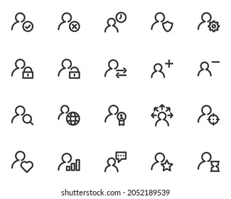 set of users thin line icons