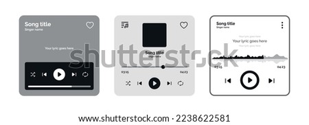 Set of usic media player interface template vector design icons for music application