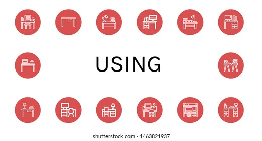 Set of using icons such as Desk , using