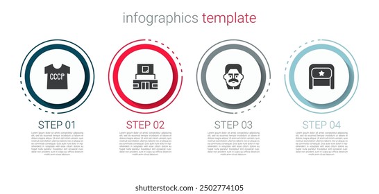 Set USSR t-shirt, Mausoleum of Lenin, Joseph Stalin and Ushanka. Business infographic template. Vector