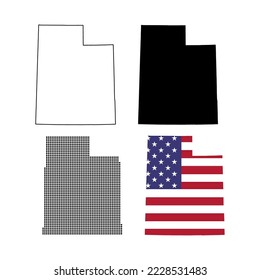 Set of Utah map shape, united states of america. Flat concept icon symbol vector illustration .