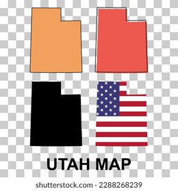 Set of Utah map shape, united states of america. Flat concept icon symbol vector illustration .