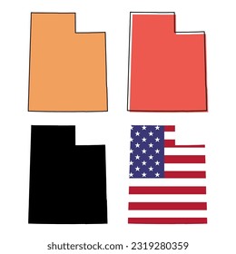 Set of Utah map shape, united states of america. Flat concept icon symbol vector illustration .
