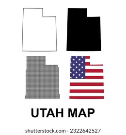Set of Utah map shape, united states of america. Flat concept icon symbol vector illustration .
