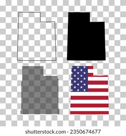 Set of Utah map shape, united states of america. Flat concept icon symbol vector illustration .