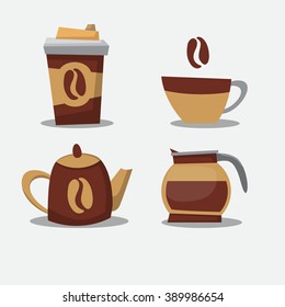 A set of utensils for coffee. Icons.