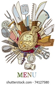set of utensils - menu illusrtation