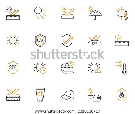set of uv icons, sun, uv protection