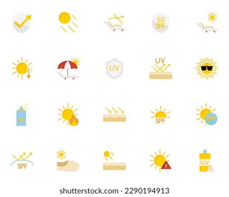 set of uv icons, ultraviolet, sunblock, sun, 