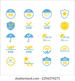 conjunto de signos de protección uv