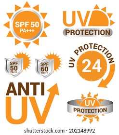 Set Of UV Sun Protection And Anti UV Icon