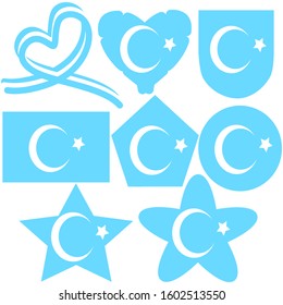 Set Of Uyghur Flag Symbol Vector Illustration