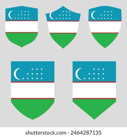 Set von Usbekistan Flagge in Schild Form Rahmen