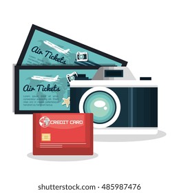 set vacation credit card camera and tickets