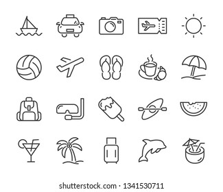 Set Of Vacation Icons, Such As Travel, Summer, Trip, Holiday, Beach, Season