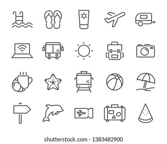 set of vacation icons, such as travel, summer, trip, holiday, beach, season