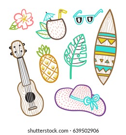 Set of vacation objects. Vector illustration