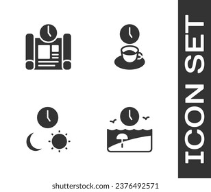 Set Vacation time, Project plan, Day and night with and Coffee icon. Vector
