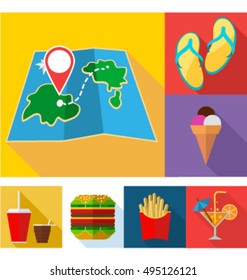 Set of vacation and travel