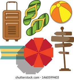 Set of vacation and travel icon in flat style. Vector icon set for element design. Vector illustration EPS.8 EPS.10