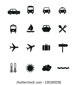 Set of vacation and travel icons. Vector icon set