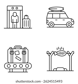 Set of Vacations and Traveling Linear Icons