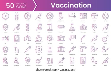 Set of vaccination icons. Gradient style icon bundle. Vector Illustration
