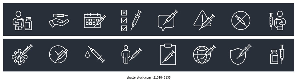 Satz von Vaccine-Elementen-Symbolvorlage für Grafik- und Web-Design-Kollektion Logo Vektorgrafik