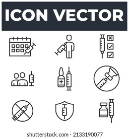 set of Vaccine and Vaccination elements symbol template for graphic and web design collection logo vector illustration