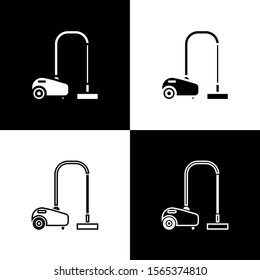 Set Vacuum cleaner icon isolated on black and white background.  Vector Illustration