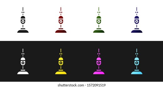 Set Vacuum cleaner icon isolated on black and white background.  Vector Illustration