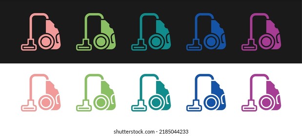 Ajuste el icono del limpiador de vacío aislado en fondo blanco y negro.  Vector