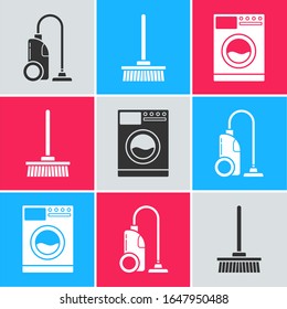 Set Vacuum cleaner , Mop  and Washer  icon. Vector