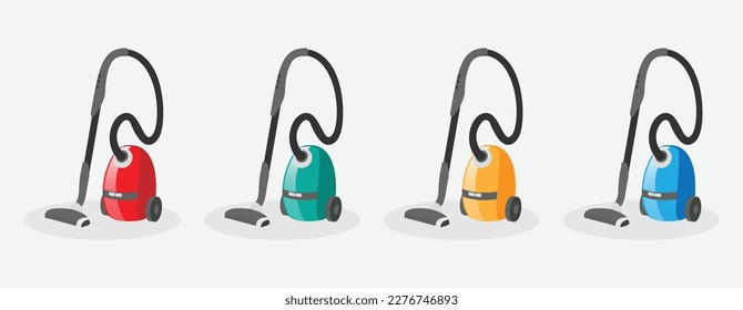 Conjunto de limpiadores de vacío sobre fondo blanco aislado