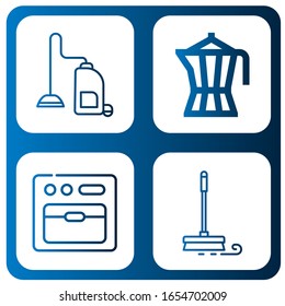 Set of vacuum icons. Such as Vacuum cleaner, Coffee maker, Oven, Mop , vacuum icons