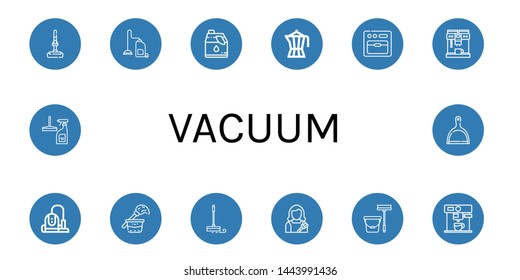 Set of vacuum icons such as Mop, Vacuum cleaner, Cleaner, Coffee maker, Oven, Cleaning, Housekeeper, Window cleaner, Dustpan , vacuum