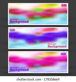 Set vague banners of blue, pink, purple, pink. Vector EPS 10 illustration.