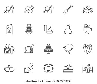 set of valenitne icons, heart, wedding, romance, love